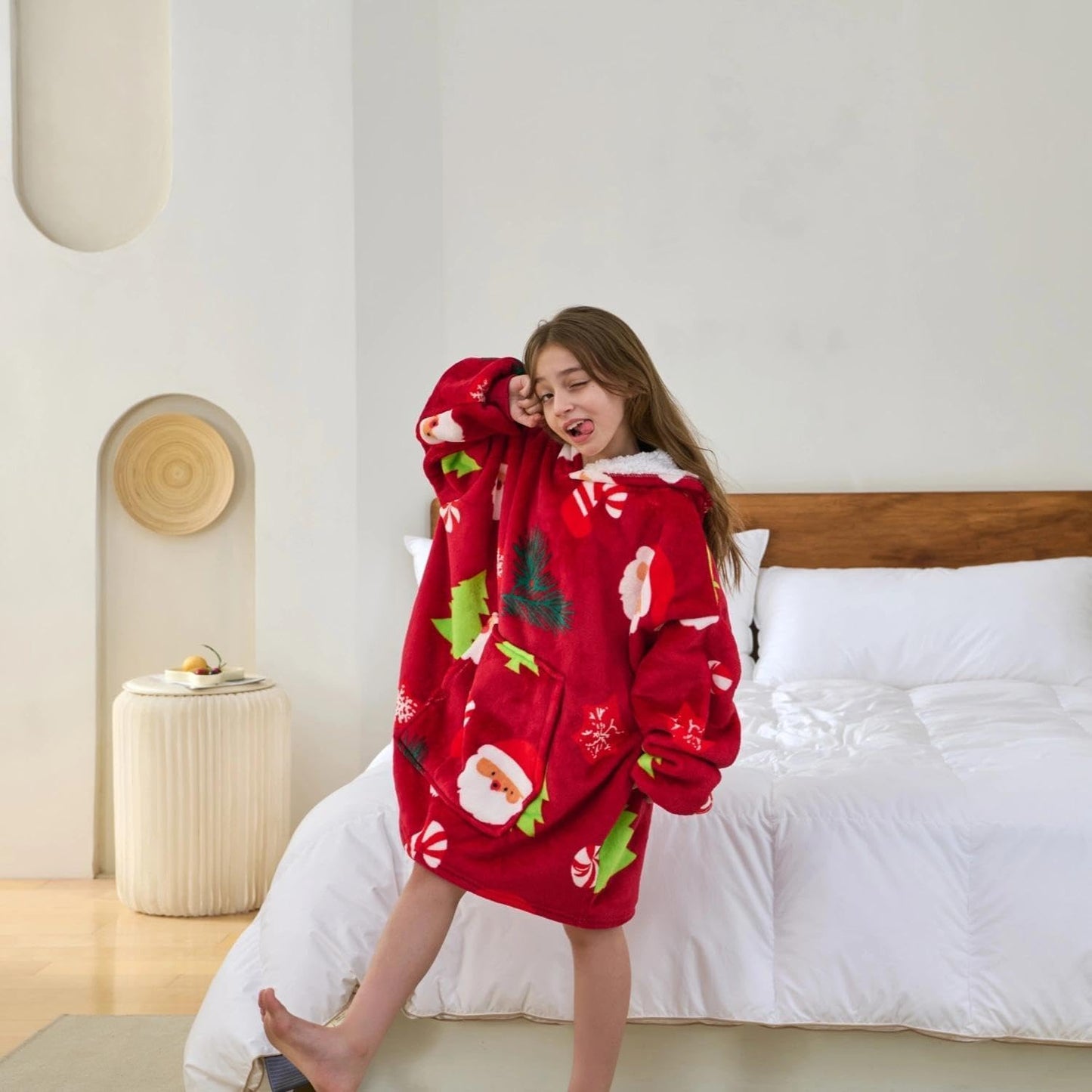 Wearable Blanket Sweatshirt Gifts for Women and Men, Warm and Cozy Giant Blanket Hoodie, Thick Flannel Blankets with Sleeves and Giant Pocket - Light Grey