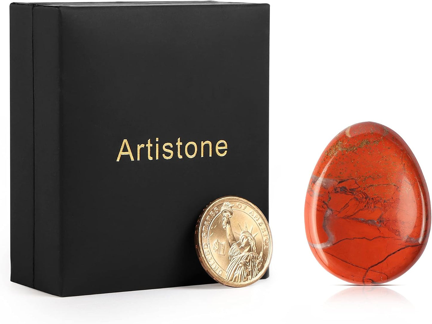 Artistone Moss Agate Crystal Chakra Thumb Worry Stone Teardrop Reiki Healing Stone Pocket Palm Stones for Anxiety Stress Relief Meditation Therapy Geometry Home Decor