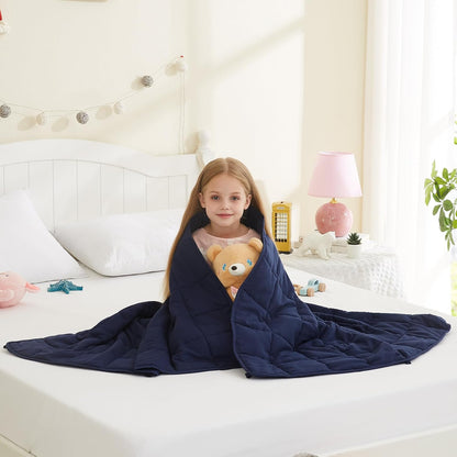 L'AGRATY Weighted Lap Pad 7lb: Small Weighted Blanket for Adults - Cooling Portable Travel Blanket for Relaxation Sleeping - Washable All-Season (29" x 24")