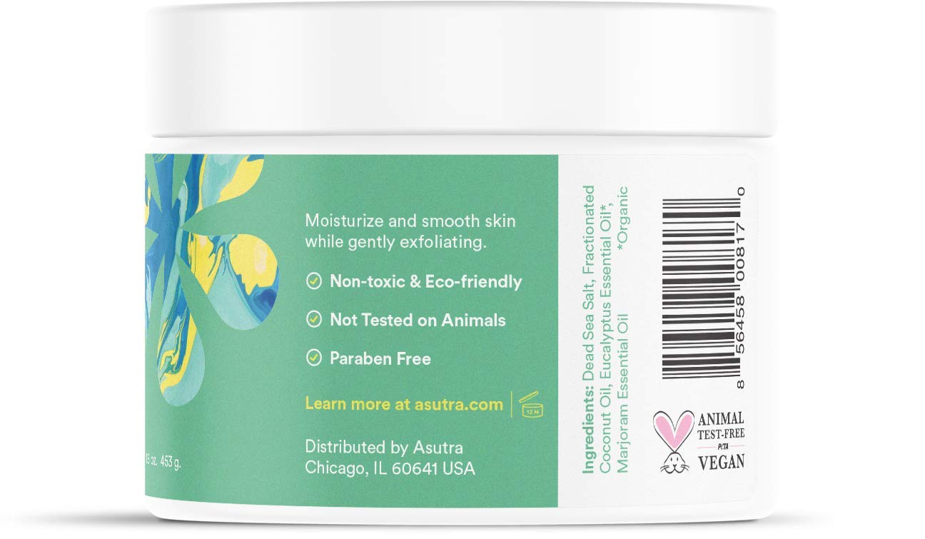 ASUTRA Dead Sea Salt Essential Oil Body Scrub Exfoliator (16 Ounce)