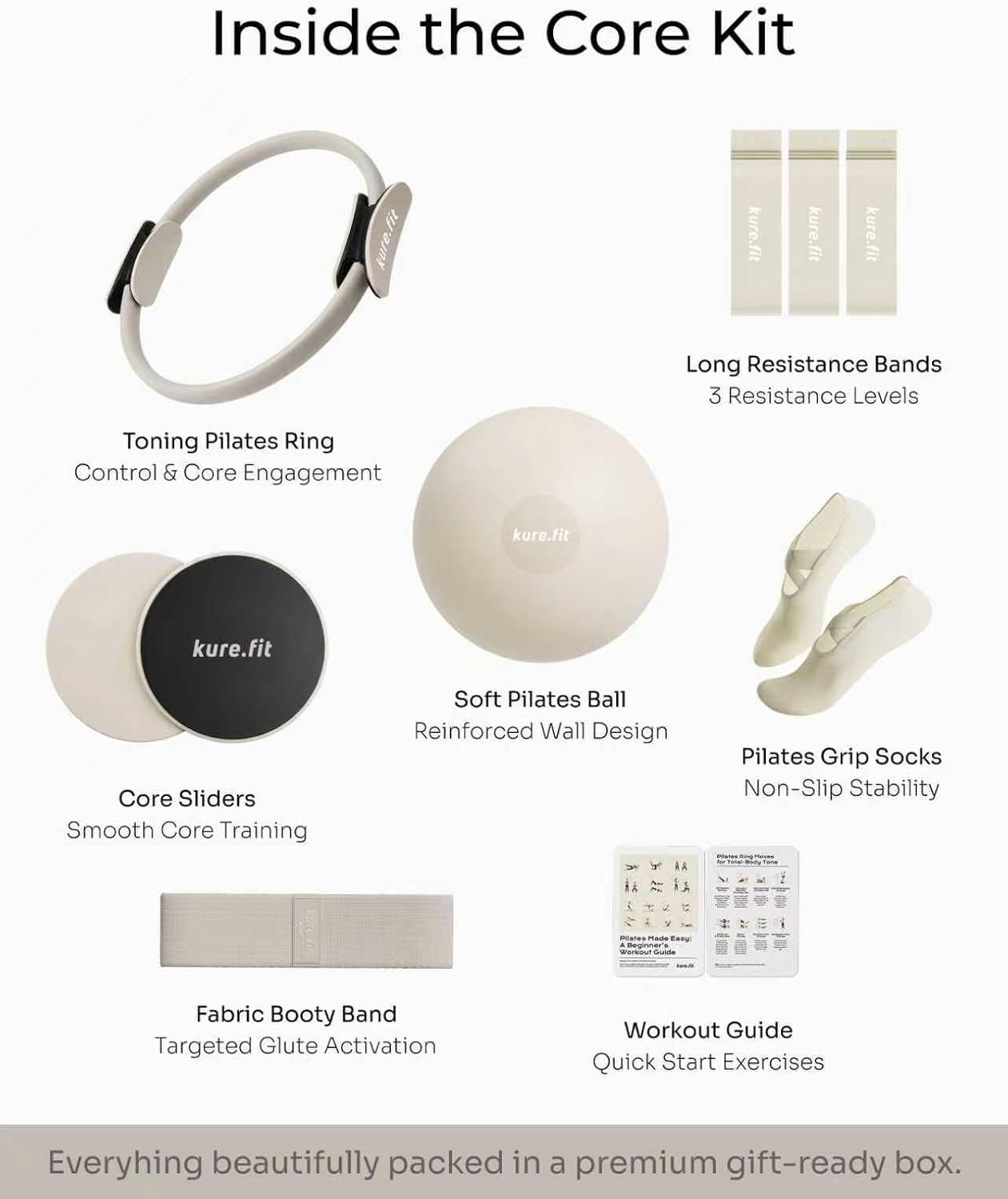 Pilates Kit for Women – Home Pilates Equipment Set with Ring, Ball & Resistance Bands | Pilates Starter Kit with Accessories in Gift Box