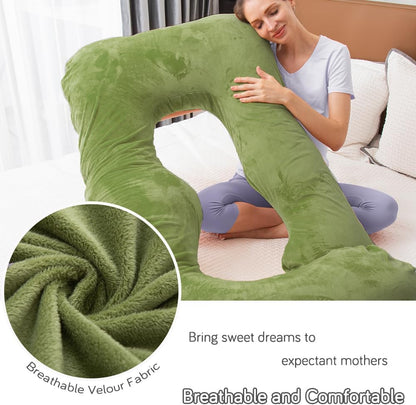 60 Inch Pregnancy Pillow for Sleeping, Extra Large U Shaped Body Pillow, Maternity Pillow for Pregnant Women with Velvet Cover (Dark Grey)