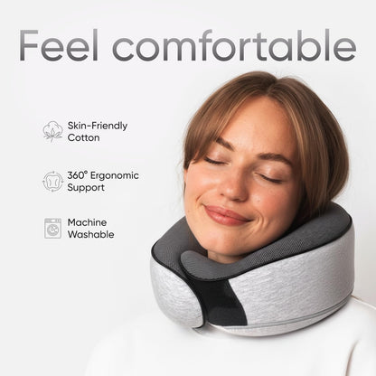 Proglobe Travel Neck Pillow for Airplanes, Long Haul Flight Kit, Grey