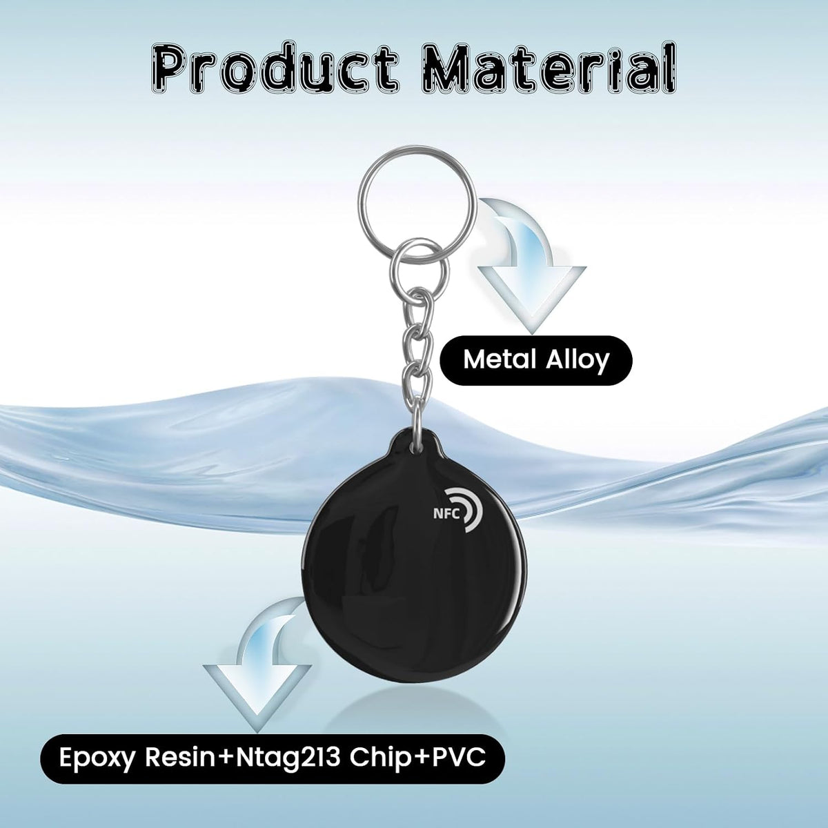 ZHAOYU 10PCS Black NFC Keychains NTAG213 Chips Programmable NFC Tags NFC Keyfobs NFC Cards，Compatible with NFC-Enabled Phones & Devices