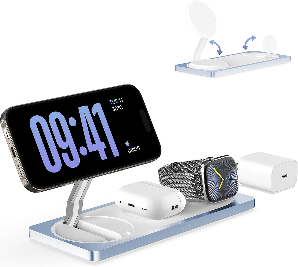 PETINO 3 in 1 Wireless Charging Station for Apple Devices with MagSafe