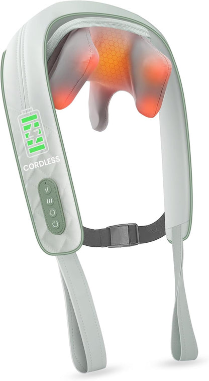 Snailax Cordless Neck Massager with Heat for Pain Relief Deep Tissue, 4D Kneading,Rechargeable Shiatsu Back Neck Massager for Neck, Shoulders Back，Gift for Father