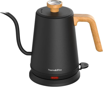 Nueve&Five Gooseneck Electric Kettle with Thermometer, Copper Tea Kettle with Auto Shut-Off,1000W Hot Water Kettle Electric of Stainless Steel,Electric Kettles for,Coffee & Tea