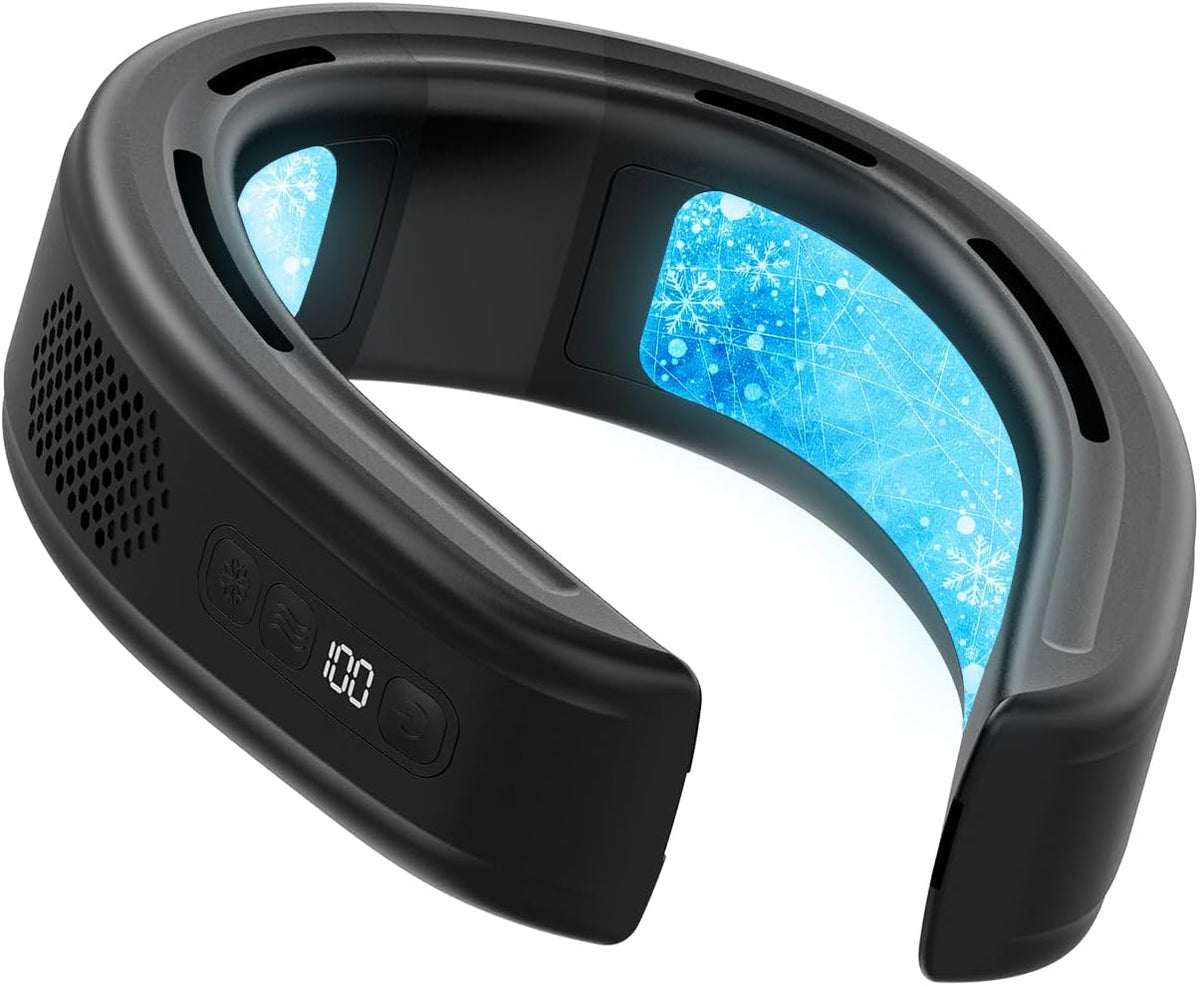 Portable Neck Fan, Cooling Neck Fan with Dual Cooling Plates, Bladeless Hands-Free Wearable Fan, 4000mAh Rechargeable Neck Fan with LED Display, Adjustable for Commuting, Travel, Outdoor