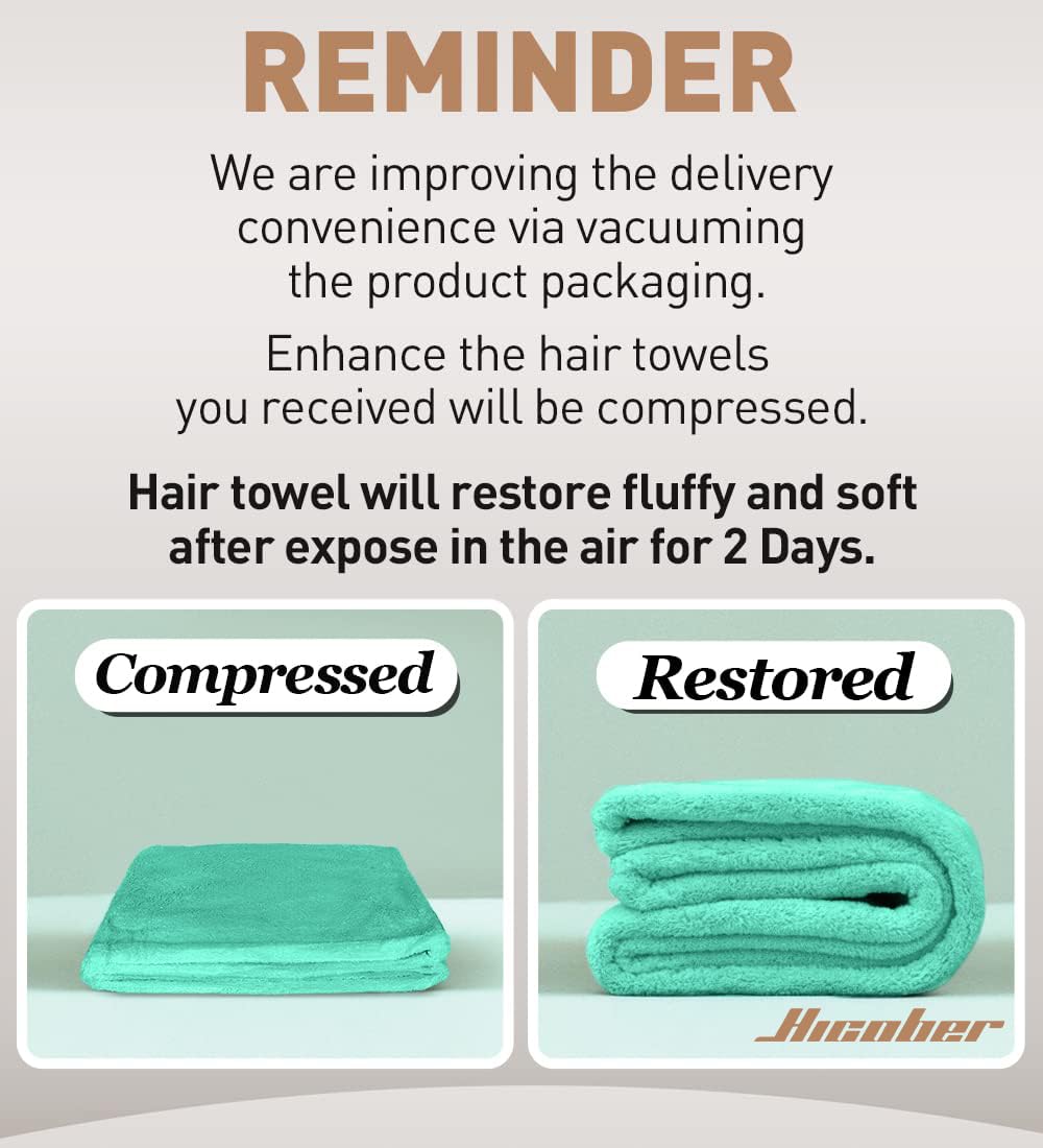 Hicober Microfiber Hair Towel Wrap, Fast Drying Hair Towels for Women, Soft Lightweight Quick Dry Turban for Curly & Long Hair–3 Pack(Blue/Grey/Pink)