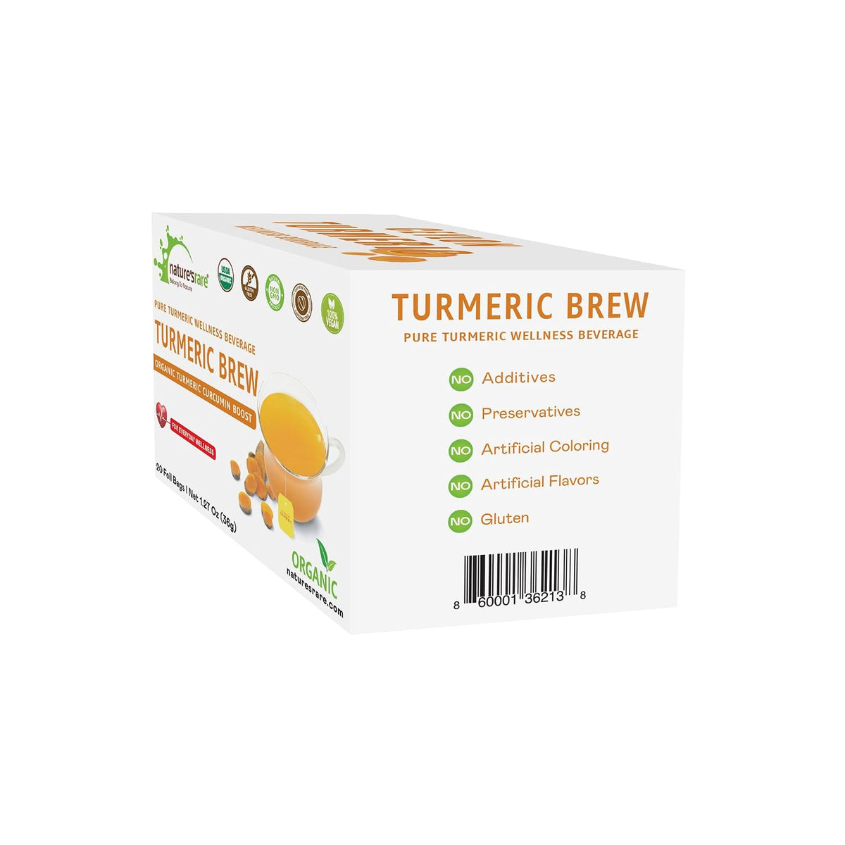 Pure Ceylon Turmeric Brew - 100% Organic Ceylon Turmeric + Black Pepper Tea Bags (40 Sachets - pack of 2 – 20 COUNT PER BOX)