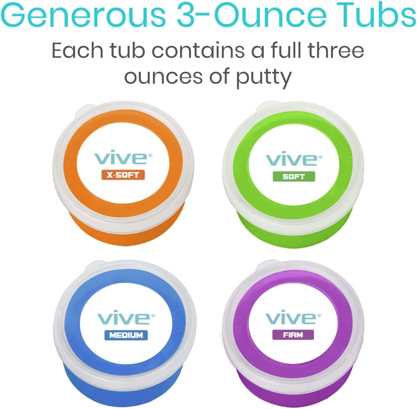 Vive Therapy Putty (6 Pack) - Putty for Hand - Stress Putty for Adults - Exercise Putty for Rehab, Finger, Grip Strength Resistance - Sensory Putty and Therapy Occupational Clay - 3 Ounces
