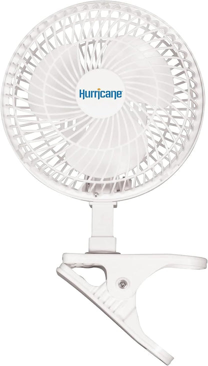 Hurricane Classic Clip Fan with Tilt, 2 Speeds, White, 6in, 2 Pack