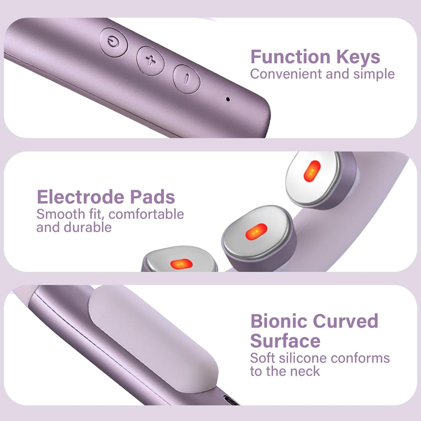 Neck Massager for Pain Relief Deep Tissue with Heat and 10 Massage Patterns & 16 Intensity Steps, Gift for Home or Travel, Purple