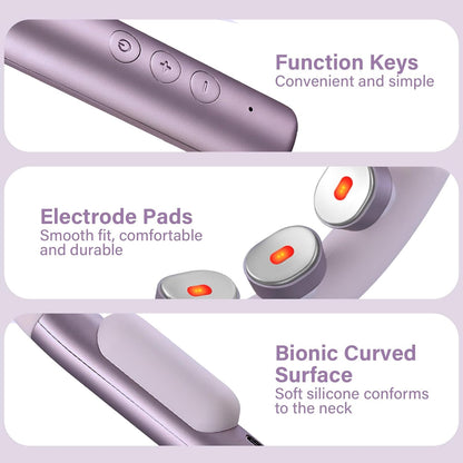 Neck Massager for Pain Relief Deep Tissue with Heat and 10 Massage Patterns & 16 Intensity Steps, Gift for Home or Travel, Purple