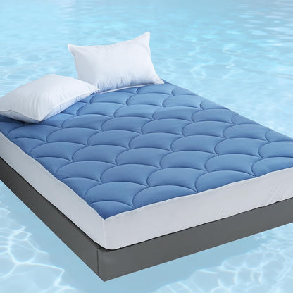 YOUR MOON Queen Size Cooling Mattress Pad, Cool Mattress Topper for Hot Sleepers, Soft Breathable Noiseless Pillow Top Cover, Quilted Fitted Bed Pad for 8''-16'' Deep Pocket, 500GSM (Gray)