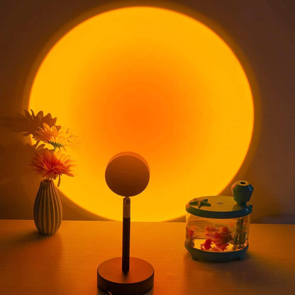 Balkwan Sunset Lamp Projection Rotation Rainbow Projection Lamp Led Romantic Visual Led Light Network Red Light with USB Modern Floor Stand Night Light Living Room Bedroom Décor (Multicoloured)