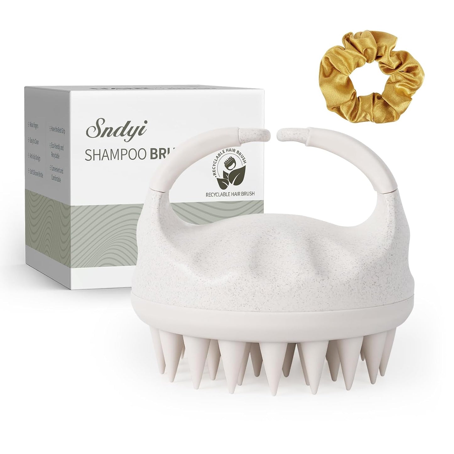 Sndyi Scalp Massager Shampoo Brush, Scalp Scrubber with Soft Silicone Bristles, Scalp Exfoliator for Dandruff Removal, Scalp Massager for Hair Growth, Wet Dry Hair Brush for Scalp Care, Green