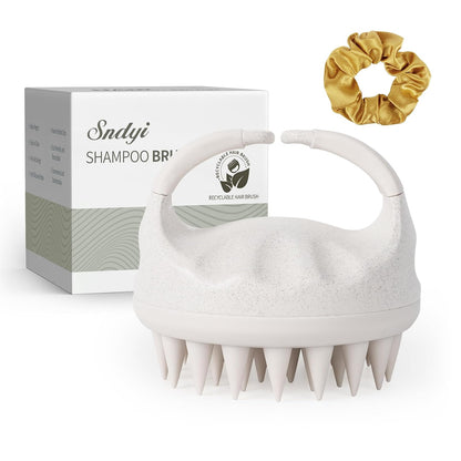 Sndyi Scalp Massager Shampoo Brush, Scalp Scrubber with Soft Silicone Bristles, Scalp Exfoliator for Dandruff Removal, Scalp Massager for Hair Growth, Wet Dry Hair Brush for Scalp Care, Green
