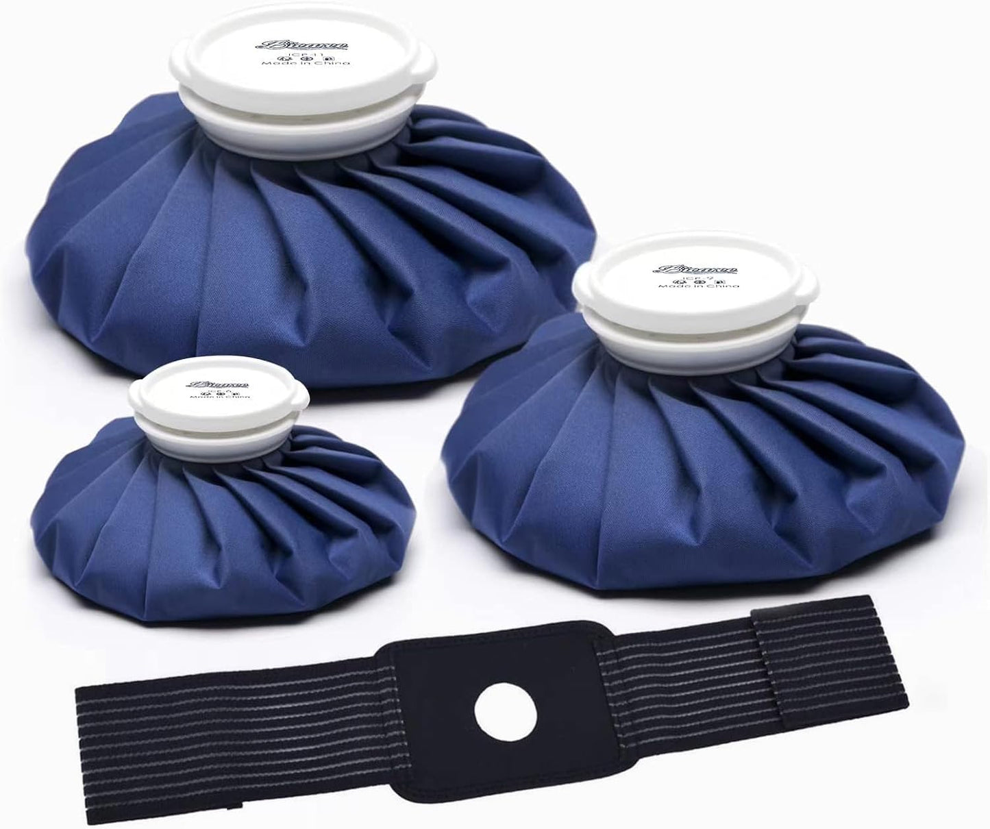 BICAREE Ice Pack for Injuries Reusable, Ice Bags Hot Water Bag for Hot & Cold Therapy and Pain Relief with Cover, No-Leak Elastic Breathable Ice Bag, Size 11"