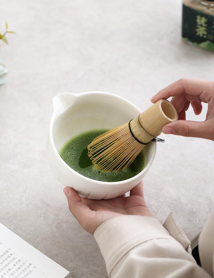 TANG PIN Matcha Set - Match Bowl and Whisk, 15 OZ, Matcha Scoop | Matcha Whisk Stand (Chasen Holder) - 5pc Perfect Matcha Kit for Matcha Tea Ceremony (Mottled Green)