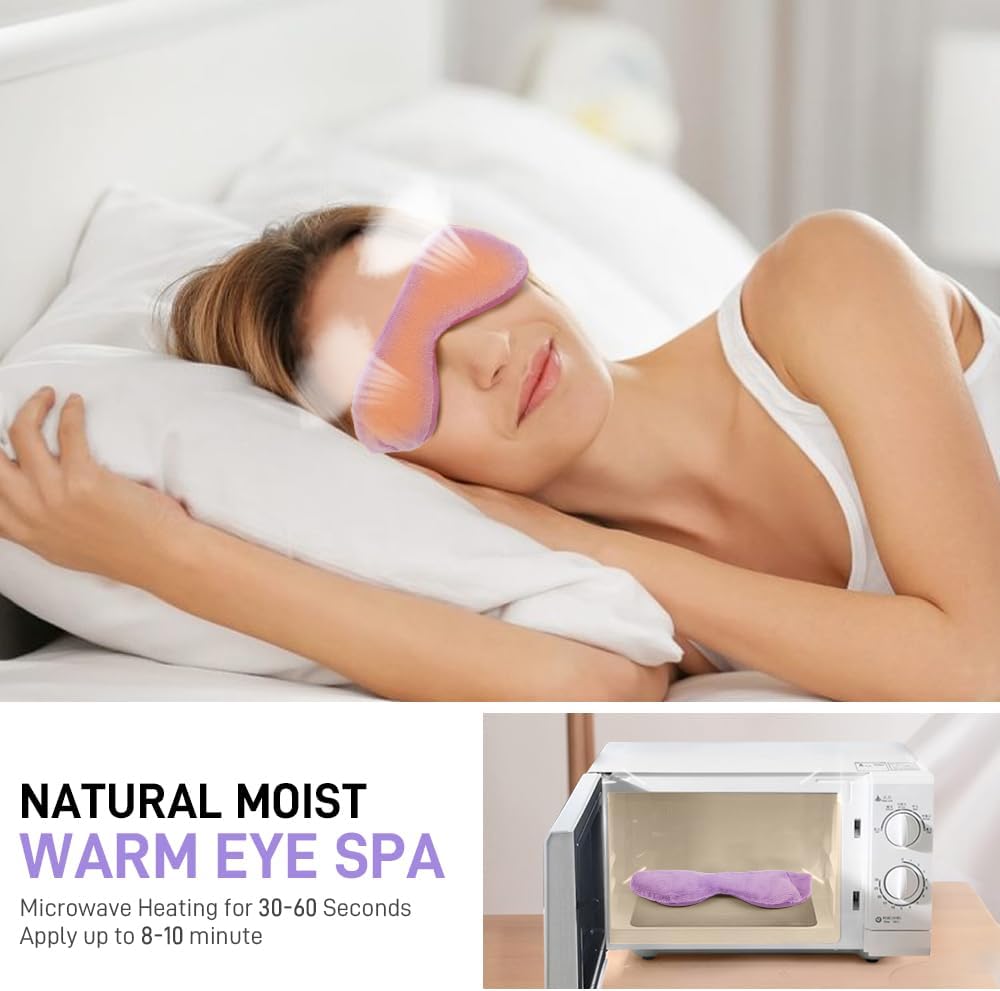Eye Pillow for Yoga, Relaxation, Sleeping, Microwavable Weighted Eye Mask Heated for Meditation, Dry Eyes, Moist Heat Hot & Cold Eye Compress with Flaxseeds Therapy (Pink)