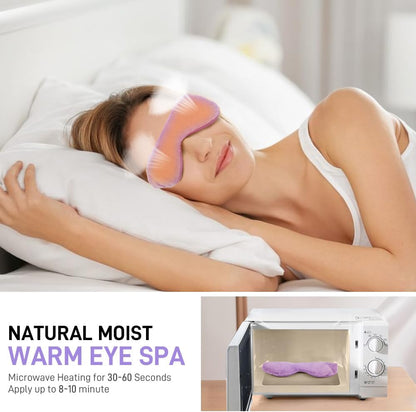 Eye Pillow for Yoga, Relaxation, Sleeping, Microwavable Weighted Eye Mask Heated for Meditation, Dry Eyes, Moist Heat Hot & Cold Eye Compress with Flaxseeds Therapy (Pink)