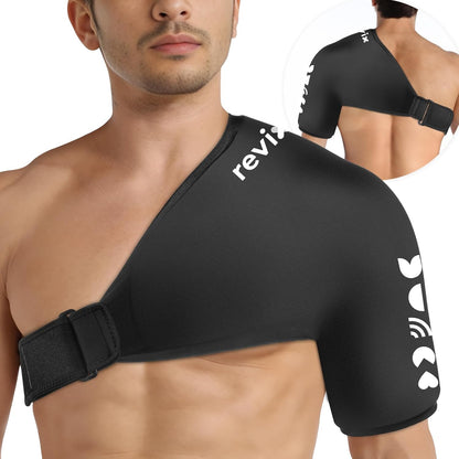 REVIX Shoulder Ice Pack Wrap for Rotator Cuff Cold Therapy, Premium Solid Gel Ice Pack for Shoulder with Soft Lycra, Reusable Shoulder Brace Ice Sleeve for Men Women Post-Workout Recovery & Discomfort