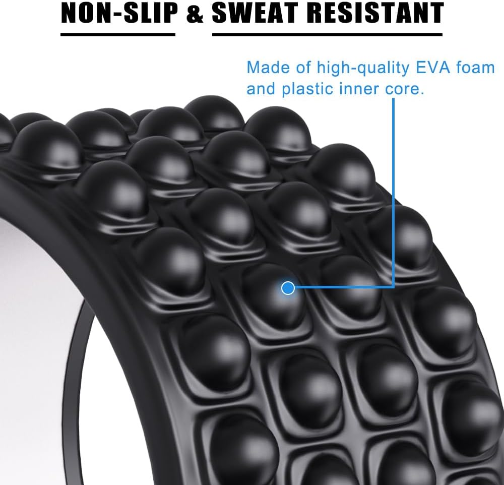 Kipika Back Roller Wheel,Back Stretcher,Back Cracker,Yoga Wheel, Foam Roller for Back Pain Relief and Posture Correction with Massage Ball