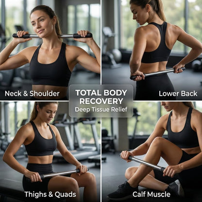 Muscle Roller Stick for Deep Tissue Massage & Myofascial Release | Cold Therapy Roller for Back, Legs, Arms, Shoulders | Massage Roller Stick (Black)