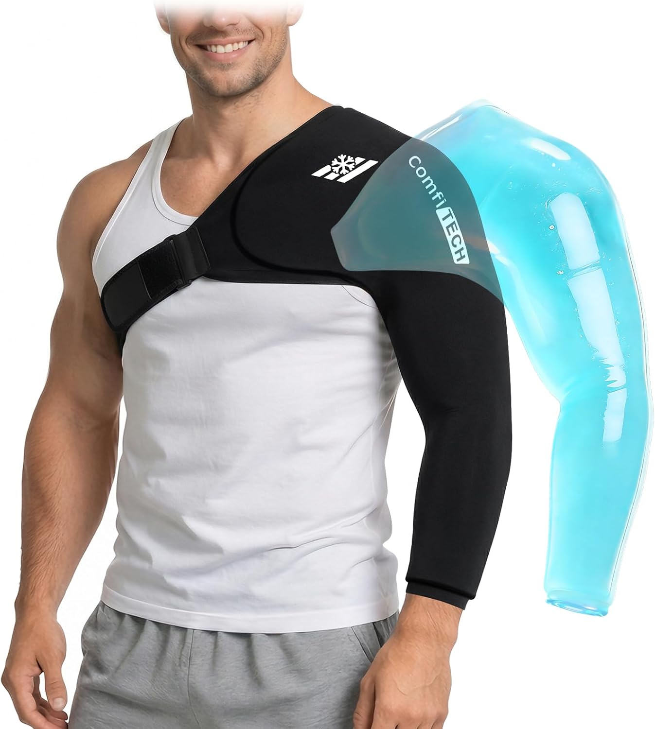 ComfiTECH Shoulder Arm Ice Pack Wrap for Pitchers & Volleyball Players, Reusable Ice Pack for Shoulder & Elbow & Arm Cooling, Adjustable Ice Arm Sleeve for Post-Training Recovery & Muscle Comfort, S