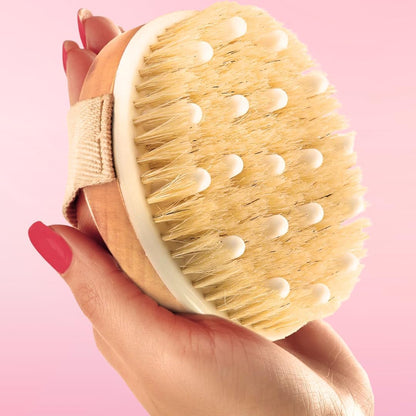 Dry Body Brush – Eco-Friendly Natural Bristles for Gentle Exfoliation, Skin Renewal, Improved Circulation & Lymphatic Support – Perfect Detox & Spa Self-Care Accessory