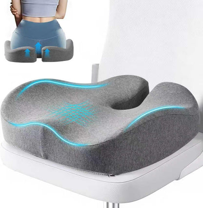 Seat Cushions for Office Chairs & Hip Pain Relief, Extra-Dense Coccyx Cushion with Sciatica Support, Ergonomic Design for Desk Chair, Car, Wheelchair, All-Day Comfort (Black)