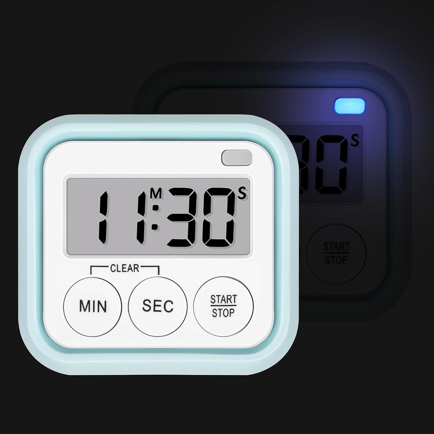 Timer, Kitchen Timers for Cooking Classroom Timer for Kids Teachers Magnetic Digital Timers 2 Pack, Black