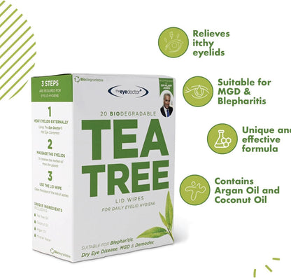 The Eye Doctor Featuring Sterileyes - Antibacterial Hot Eye Compress for Dry Eye, Blepharitis and MGD with a Removable Cover. Cold Compress, Includes 6 Eyelid Wipes