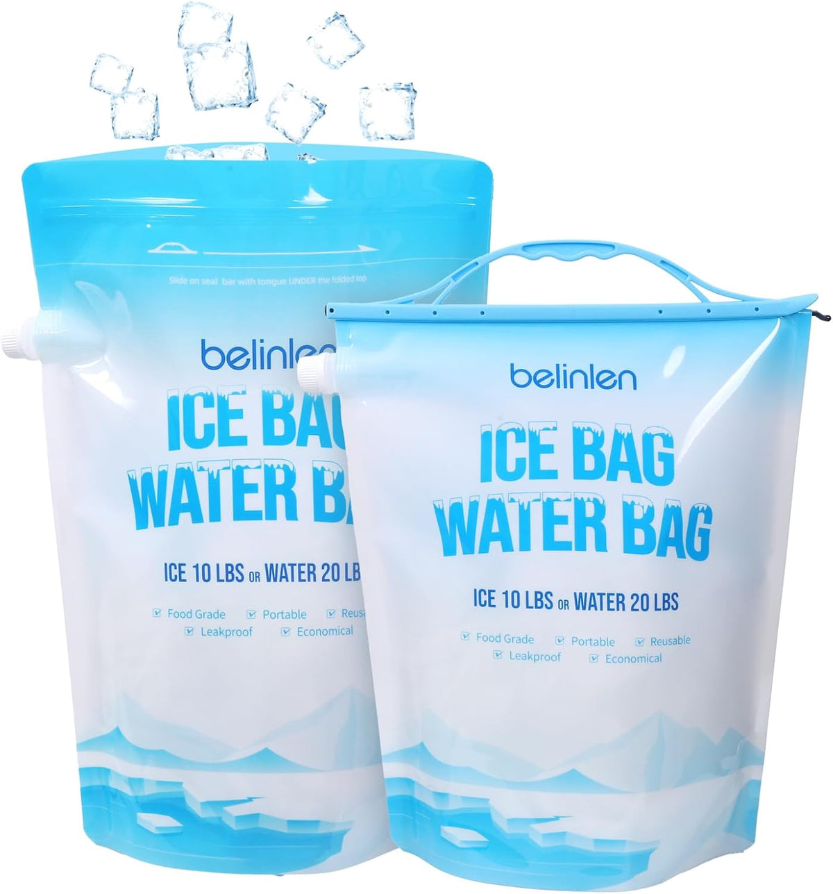 6 Pack Reusable Ice Bags for Cooler 5lb / 10lb Cooler Ice Cube Bag