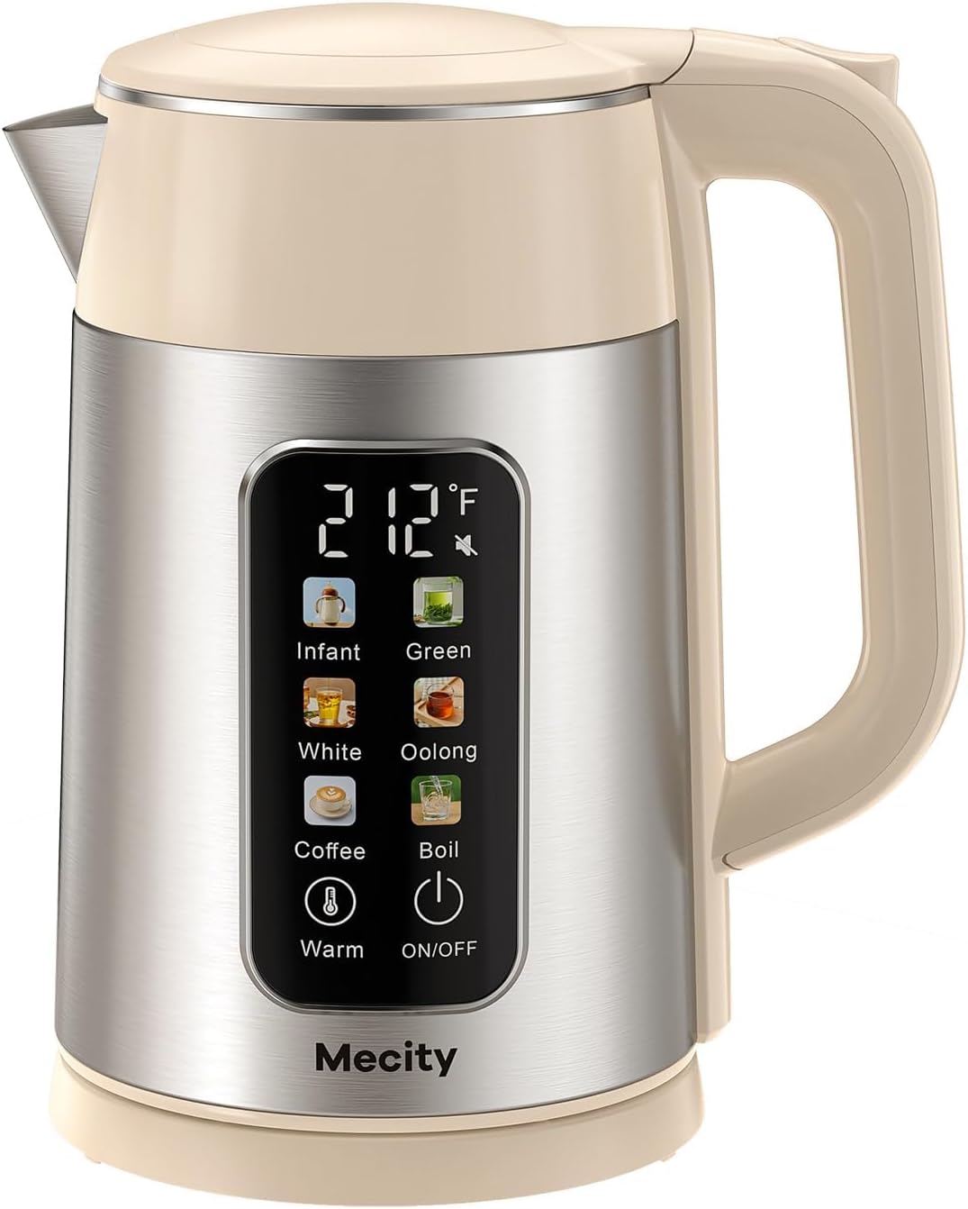 Mecity Electric Kettle 1.7L Touch Screen Temperature Control Water Boiler, No Plastic Contact with Water. 6 Preset Temperature Programs, 2 Hours Keep Warm, Auto Shut Off, Dark Grey