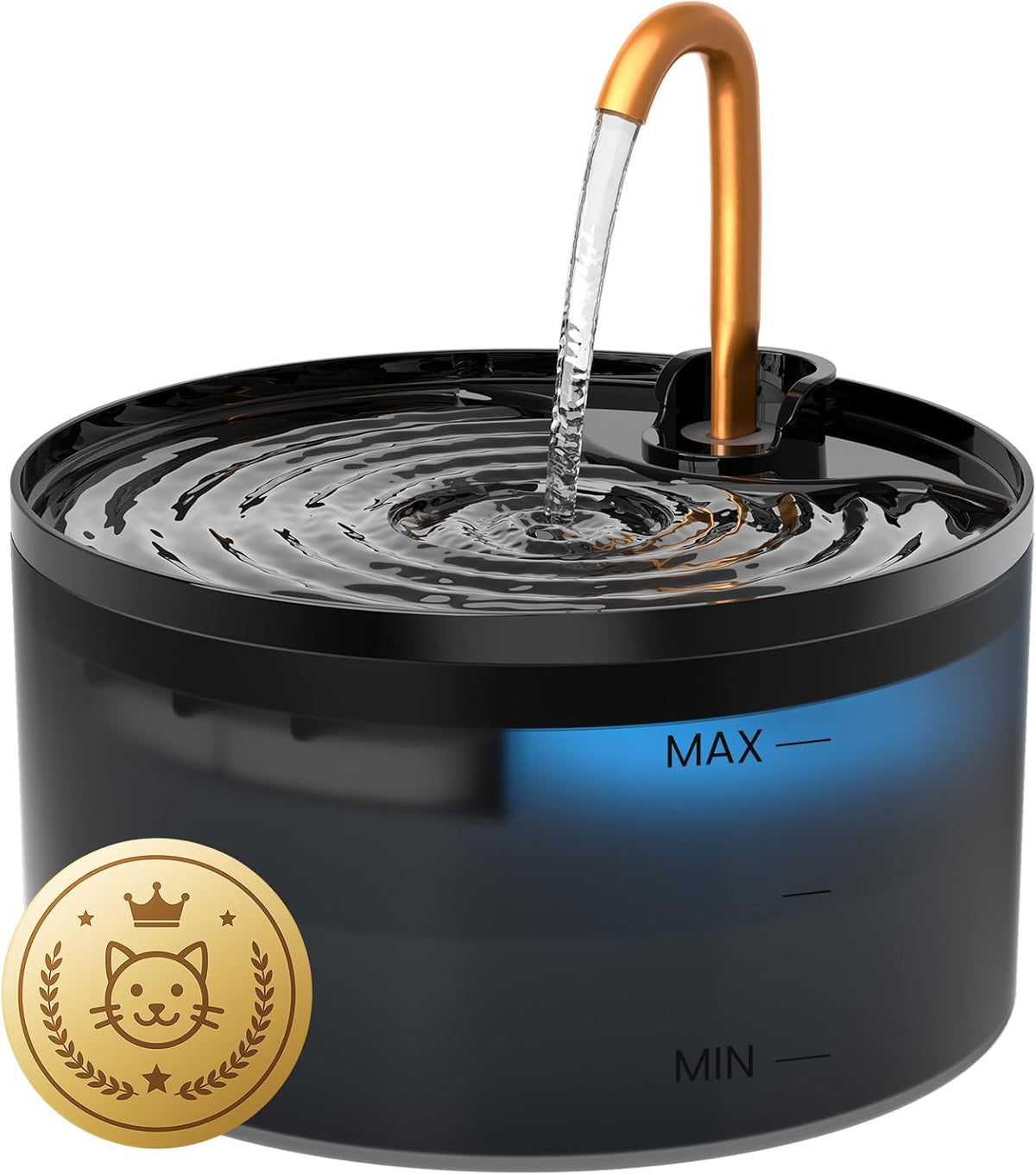 MISFANS Cat Water Fountain with 3-Pack Replaceable Filters,Copper Faucet