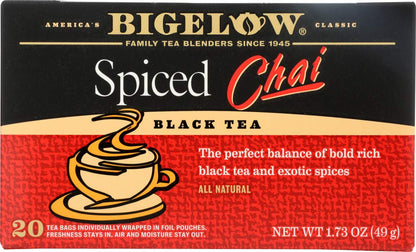 Bigelow Tea Black Tea - Spiced Chai - Case of 6-20 BAG