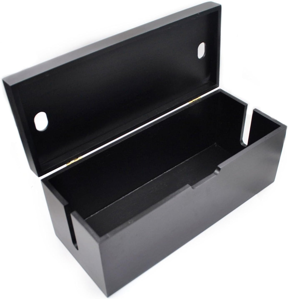 15 Inch Bamboo Large Cable Management Box, Black Cord Organizer