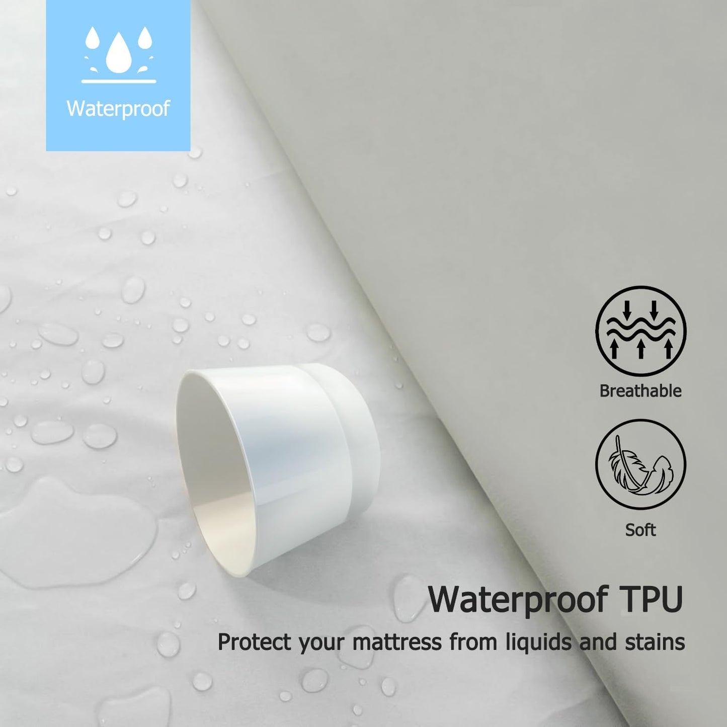 2 Pack Twin Size Premium Waterproof Mattress Protector, Soft Breathable Mattress Pad, Noiseless Waterproof Bed Cover - Stretch to 21" Fitted Deep Pocket Mattress Protection