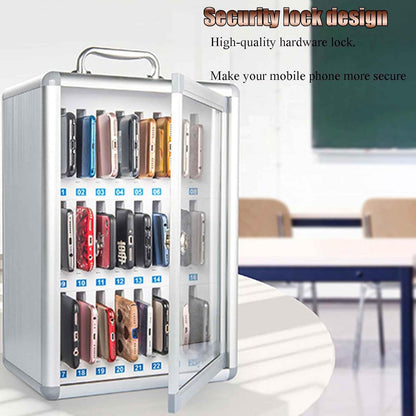 Cell Phone Charging Stations 12/24/36 Position Locking Mobile Phone Organiser Aluminium Mobile Phone Cabinet Staff Management Mobile Phone Cabinet Portable Mobile Phone Cabinet (Silver 36bit)