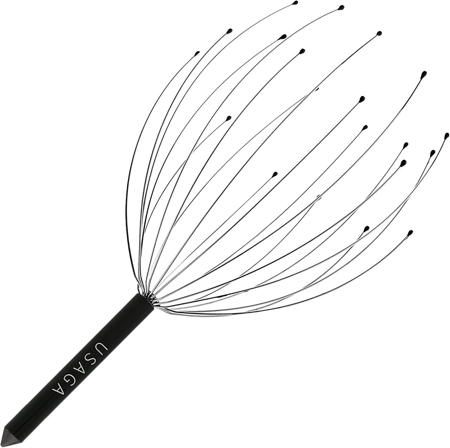 USAGA Head Massager Scalp Massager 20 Fingers Head Scratcher, Stocking Stuffers Gift for Scalp Body Relaxing (Black & Black)