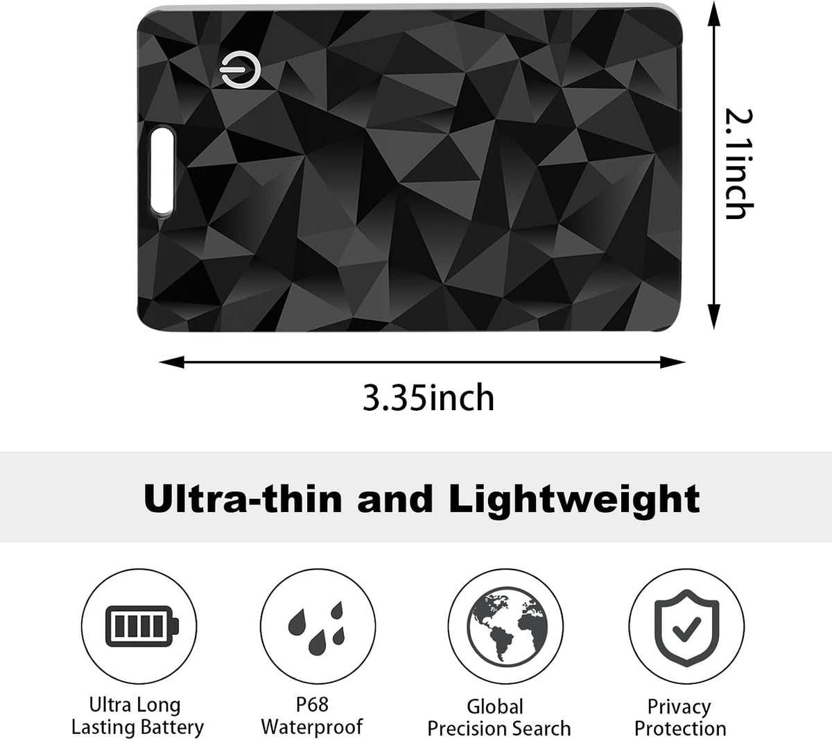 Wallet Tracker Card, Slim Rechargeable Bluetooth Item Locator, Smart Finder Compatible with Apple Find My for Wallet, Luggage, Passport, IP68 Waterproof (iOS Only) (Carbon Fiber Black)