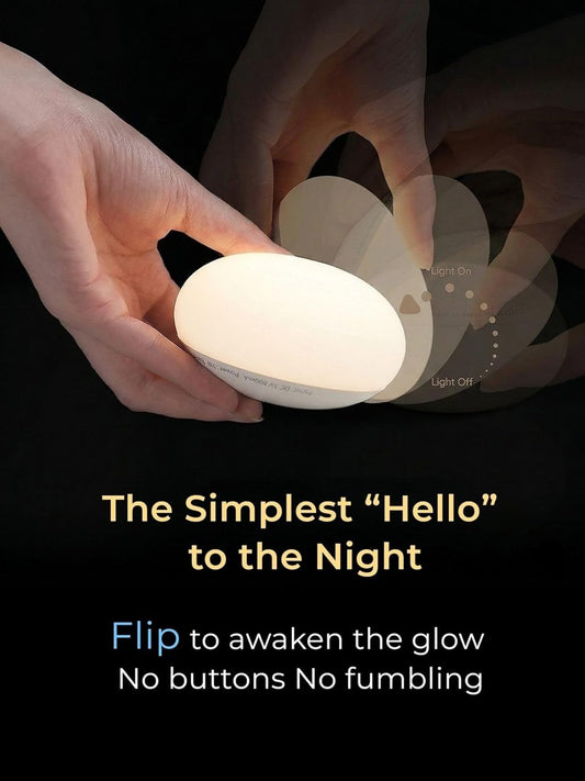 EASZZZ Flip Baby Night Light, Nursery Egg Light | Portable | Newborn Safe, Soft Glow, Dimmable Silicone Touch Lamp for Diaper Changing/Feeding/Travel | Baby Shower Registry Gift