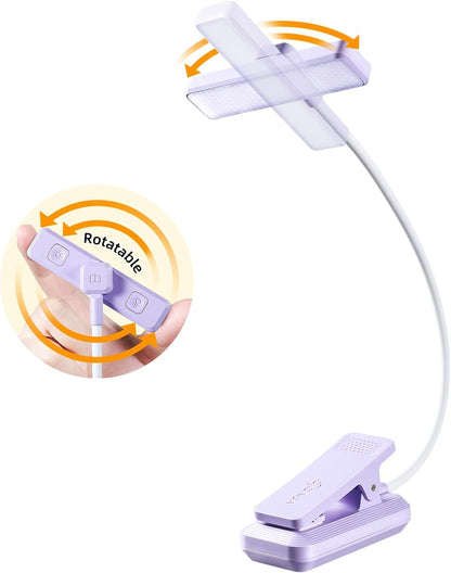 VAVOFO 24 LEDs Rotatable Book Light, Rechargeable Clip Reading Lamp