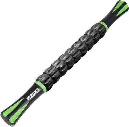 Muscle Roller Massage Roller Stick- Deep Tissue Fascia Blaster for Myofascial Pain Relief, Lymphatic Drainage & Body Sculpting, Handheld Physical Therapy & Recovery Tool (Pink black-18 inch)
