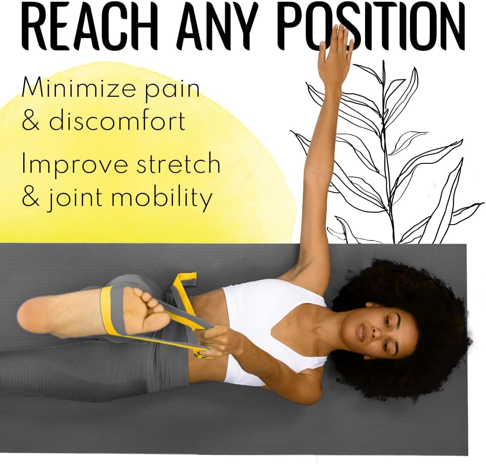 TECEUM 2 IN 1 Yoga & Mat Strap for Stretching – Cotton – 6/8/10 ft
