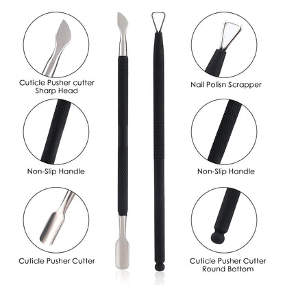 YINYIN Cuticle Trimmer with Cuticle Pusher and Cutter, Professional Stainless Steel Nippers, Cutter Clippers, Cuticle Remover, Pedicure Manicure Tools for Fingernails and Toenails, Sliver