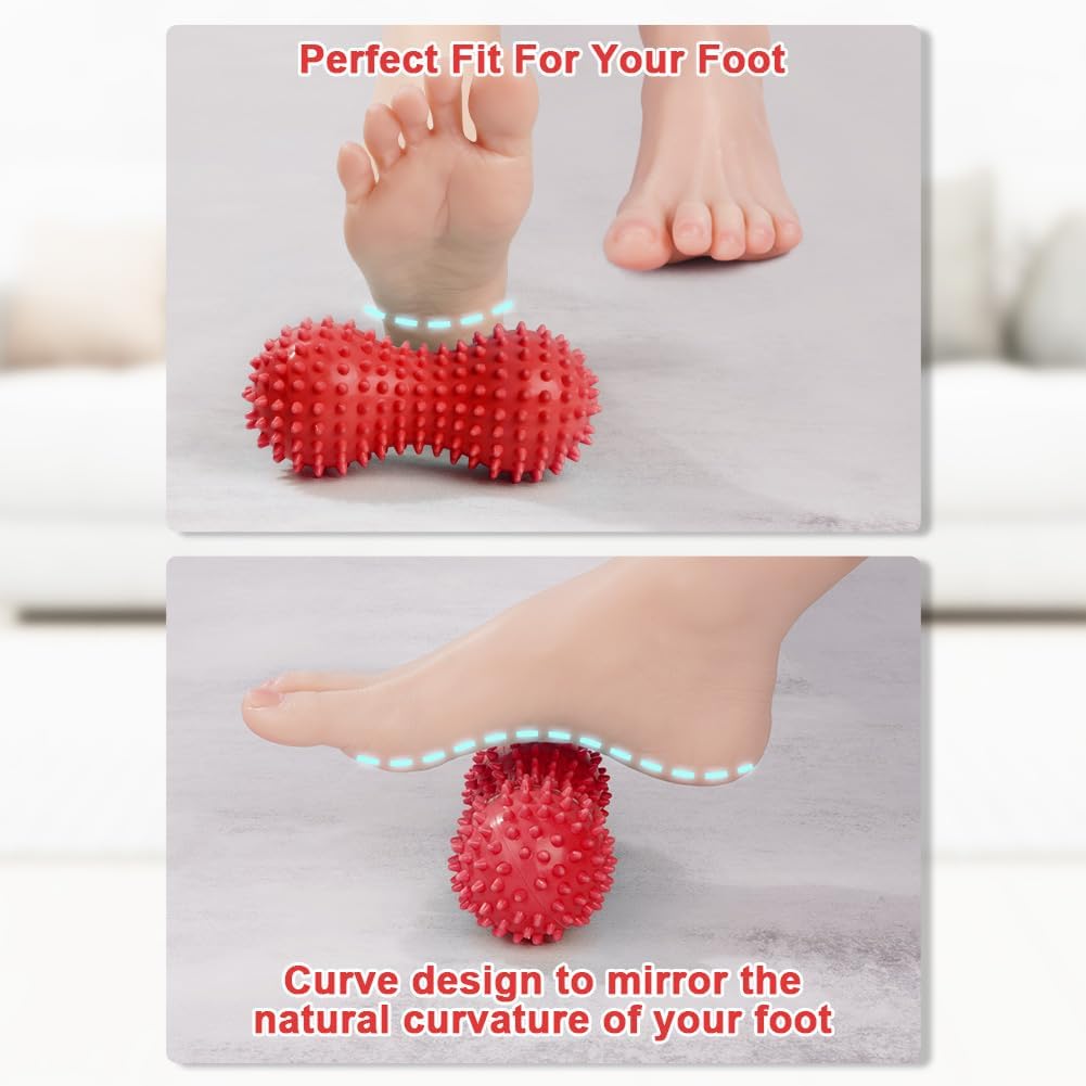 URAQT Spiky Massage Ball Set, 2 Pack Physical Therapy Massage Balls, Hard Lacrosse Ball & Spiky Massage Ball for Myofascial Release and Trigger Point Deep Tissue Massage (Blue)