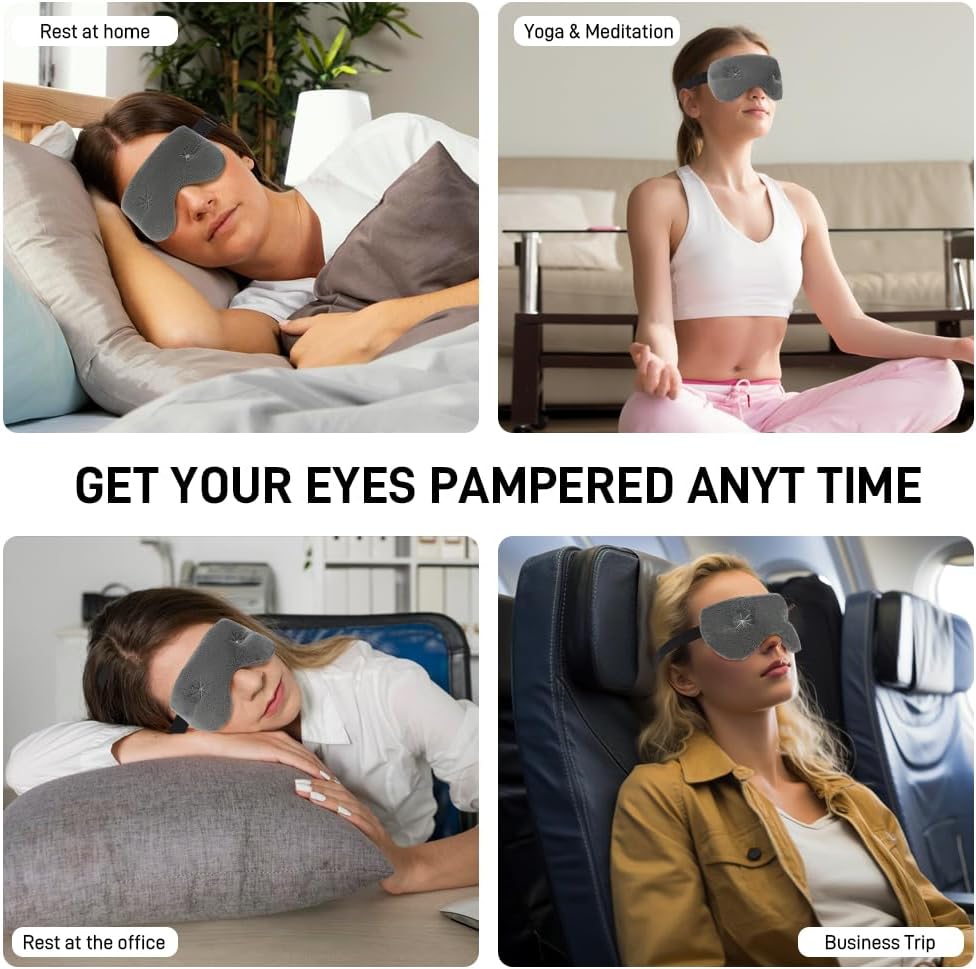 Eye Pillow for Yoga, Relaxation, Sleeping, Microwavable Weighted Eye Mask Heated for Meditation, Dry Eyes, Moist Heat Hot & Cold Eye Compress with Flaxseeds Therapy (Pink)